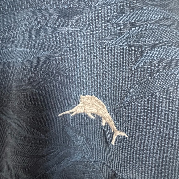 Tommy Bahama Navy Silk Tropical Button Down Shirt Michigan M Logo XL - Picture 3 of 8